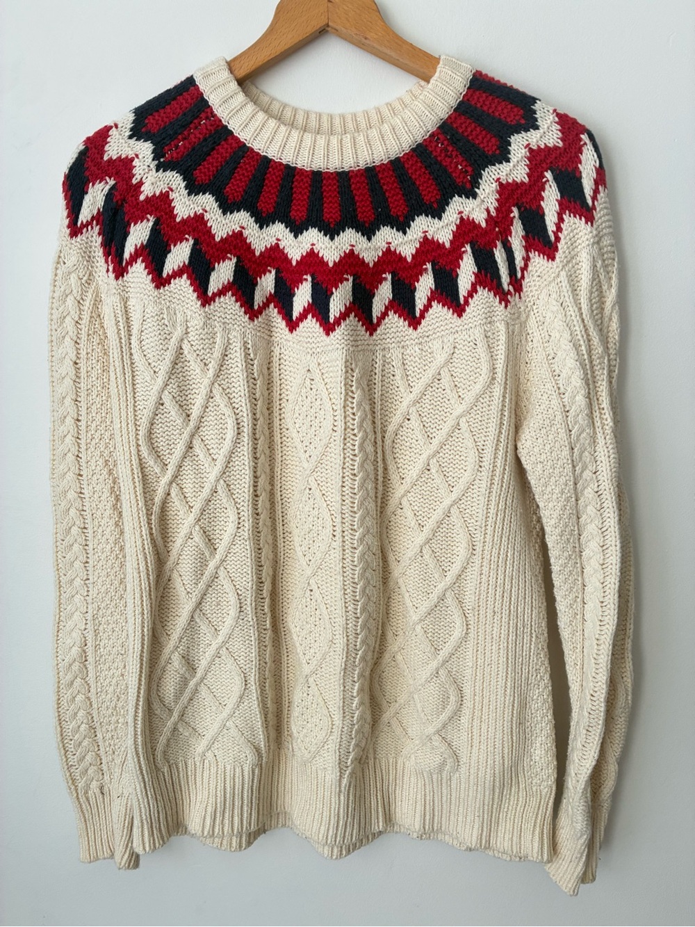 J.Crew Sweater Women’s S Fair Isle Cable Knit Merino Wool Nordic Fisherman
